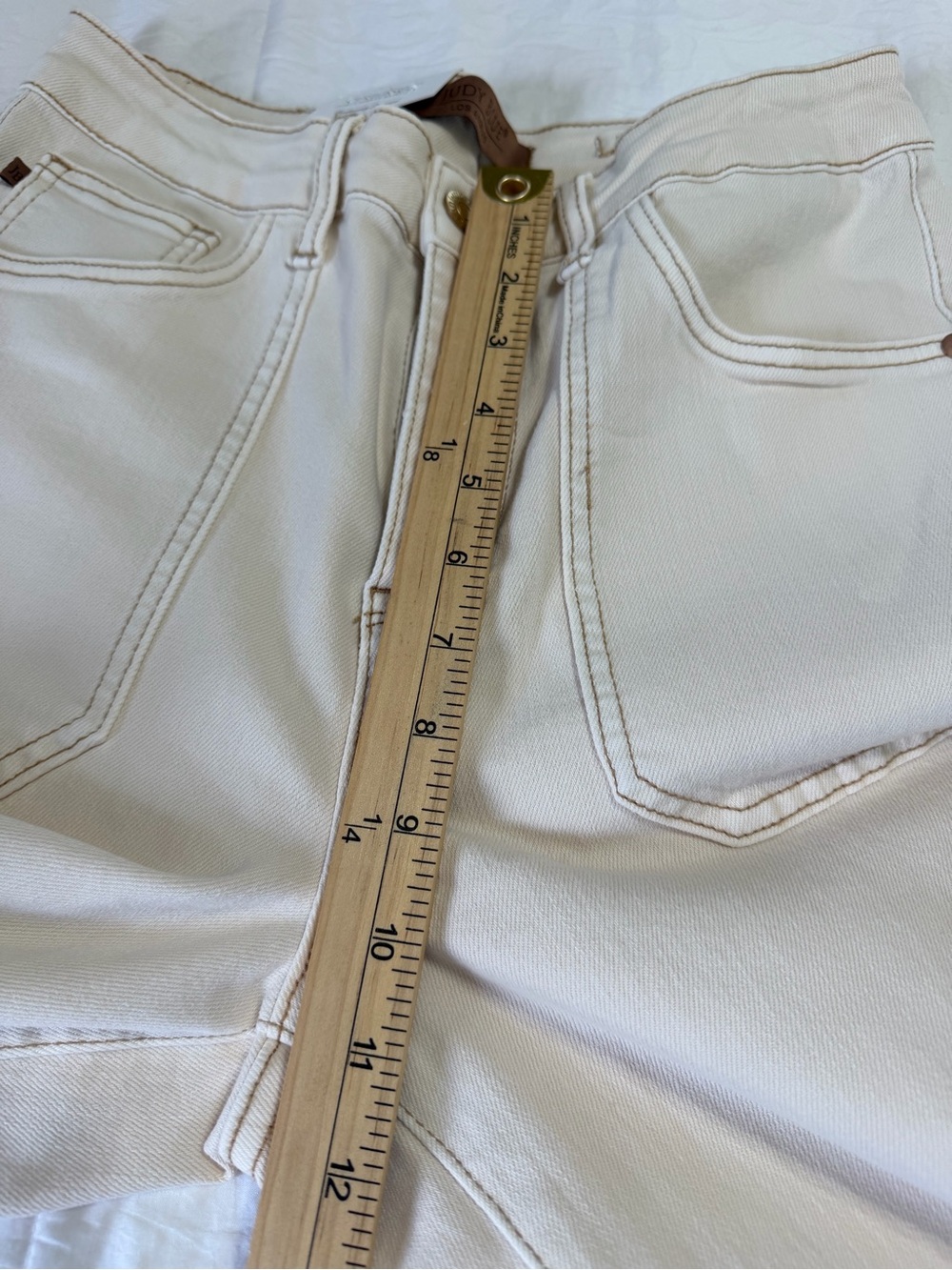 Judy Blue 9/29 Cream Wide Leg Crop Jeans High Rise Utility Pocket NWT - Picture 7 of 9